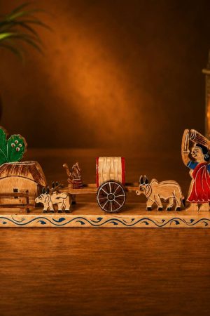 Wooden Indian Village Scene