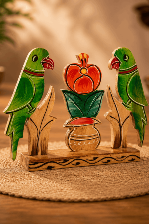 Handcrafted Wooden Parrot Showpiece