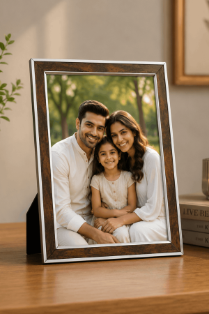 Walnut & White Photo Frame – Modern Wall & Table Display Frame